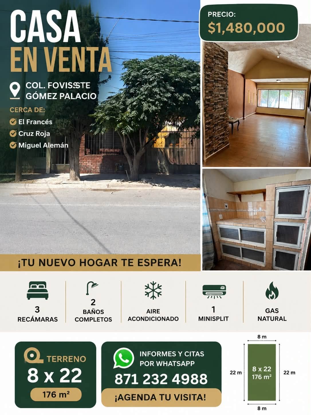 1 CASA EN VENTA EN COL. FOVISSSTE, GÓMEZ PALACIO!